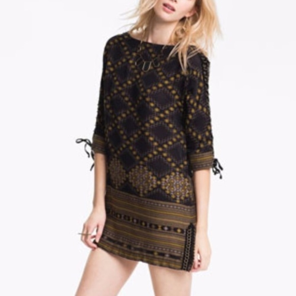 FREE PEOPLE Stole My Heart Dress, Black/Gold, XS